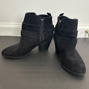 Express Black Suede Ankle Booties